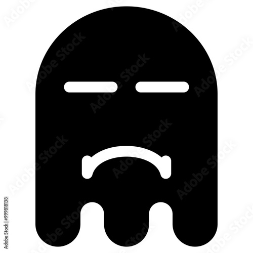 Ghost Emoji Icon. Simple Soul Black Silhouette.