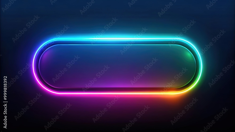 Abstract neon button with lower third element for creative digital designs, neon, abstract, lower third, tab, button, digital