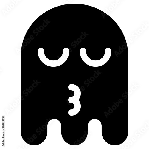Ghost Emoji Icon. Simple Soul Black Silhouette.