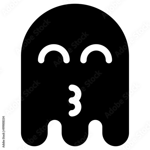 Ghost Emoji Icon. Simple Soul Black Silhouette.