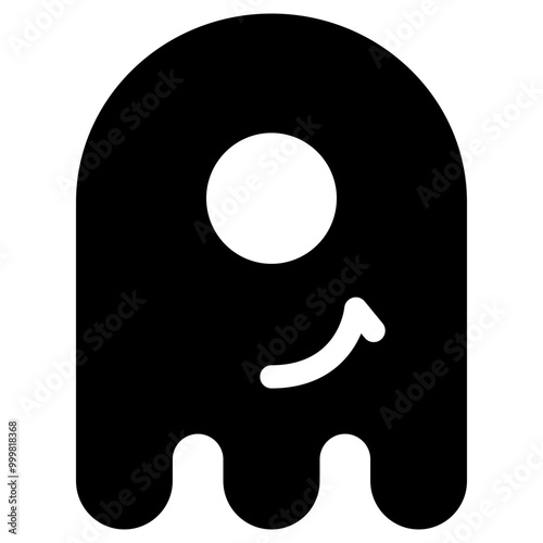 Ghost Emoji Icon. Simple Soul Black Silhouette.