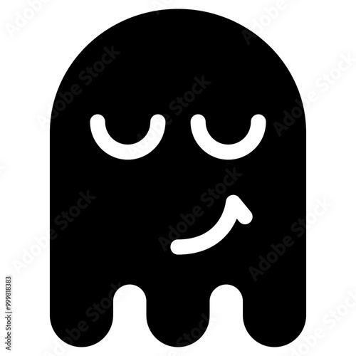 Ghost Emoji Icon. Simple Soul Black Silhouette.