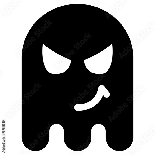 Ghost Emoji Icon. Simple Soul Black Silhouette.