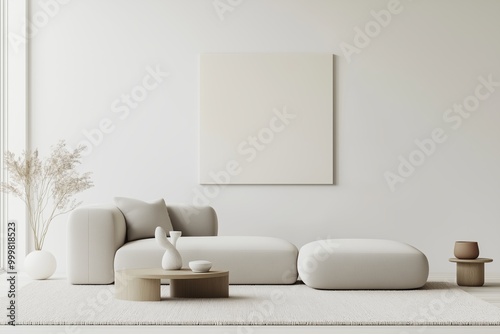 Fototapeta Naklejka Na Ścianę i Meble -  Mock up frame with minimal decor close up in home interior background, 3d render