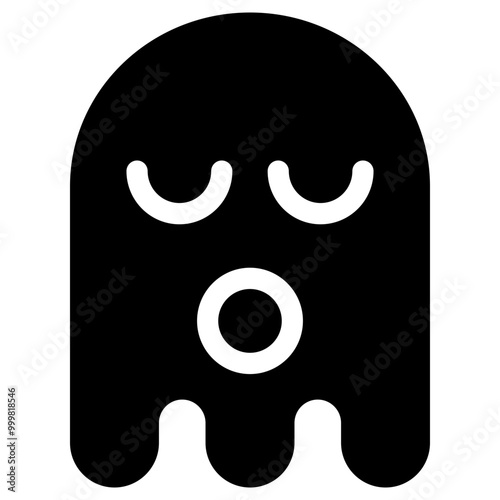 Ghost Emoji Icon. Simple Soul Black Silhouette.
