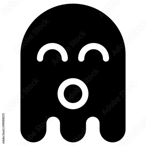 Ghost Emoji Icon. Simple Soul Black Silhouette.