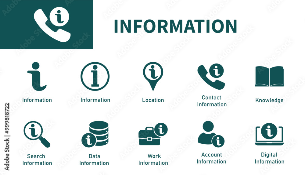 Information icon. Set of solid vector symbol on the topics of contact information, data, letter i, location, account. Information icon. Set of solid vector symbol on the topics of contact information, data, letter i, location, account.