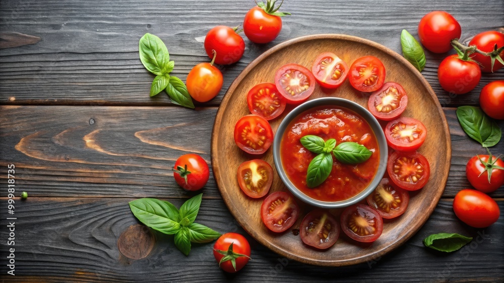 Plate with fresh tomato sauce and sliced tomatoes, tomato, sauce, red, fresh, healthy, ingredients, cooking, Italian Plate with fresh tomato sauce and sliced tomatoes, tomato, sauce, red, fresh, healthy, ingredients, cooking, Italian