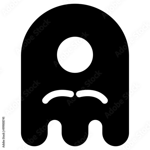 Ghost Emoji Icon. Simple Soul Black Silhouette.