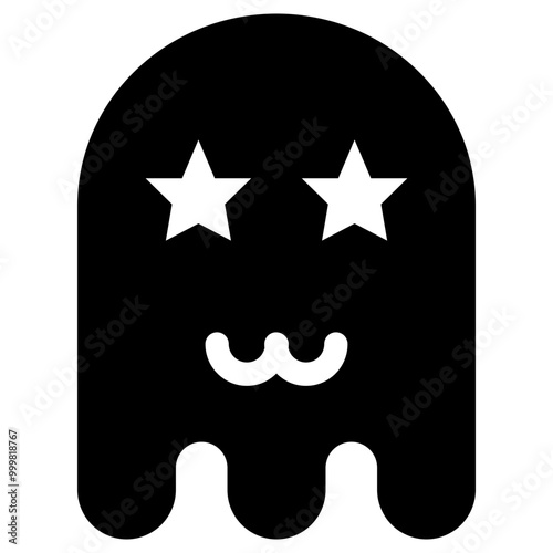 Ghost Emoji Icon. Simple Soul Black Silhouette.
