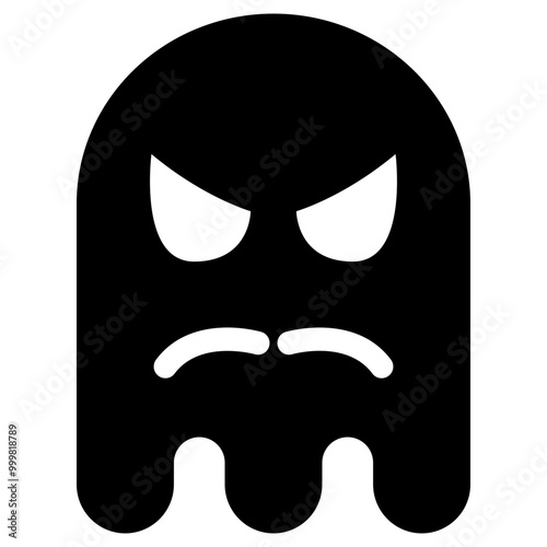 Ghost Emoji Icon. Simple Soul Black Silhouette.