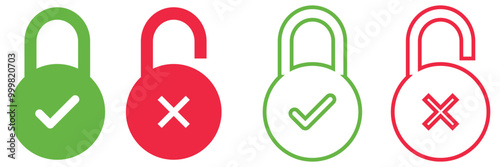 Lock icon set. Padlock open and closed. Locked and unlocked icon. Security symbol. isolated on white  background. Vector illustration. EPS 10