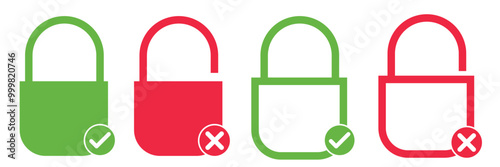 Lock icon set. Padlock open and closed. Locked and unlocked icon. Security symbol. isolated on white  background. Vector illustration. EPS 10