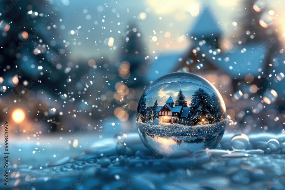 A Snowy Winter Scene Captured Inside a Glass Orb A Snowy Winter Scene Captured Inside a Glass Orb
