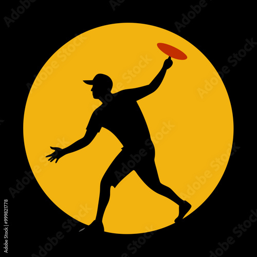 Golfer disc silhouette Style Vector Art