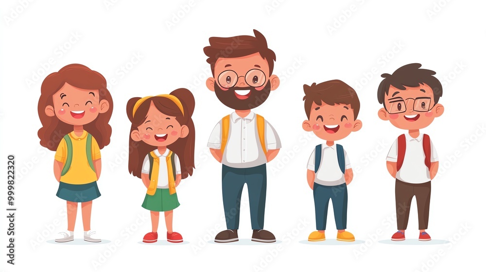 Flat illustration of cute boy and girl students in school uniforms, standing together on a white background, Cute School Kids, Adorable school theme Flat illustration of cute boy and girl students in school uniforms, standing together on a white background, Cute School Kids, Adorable school theme