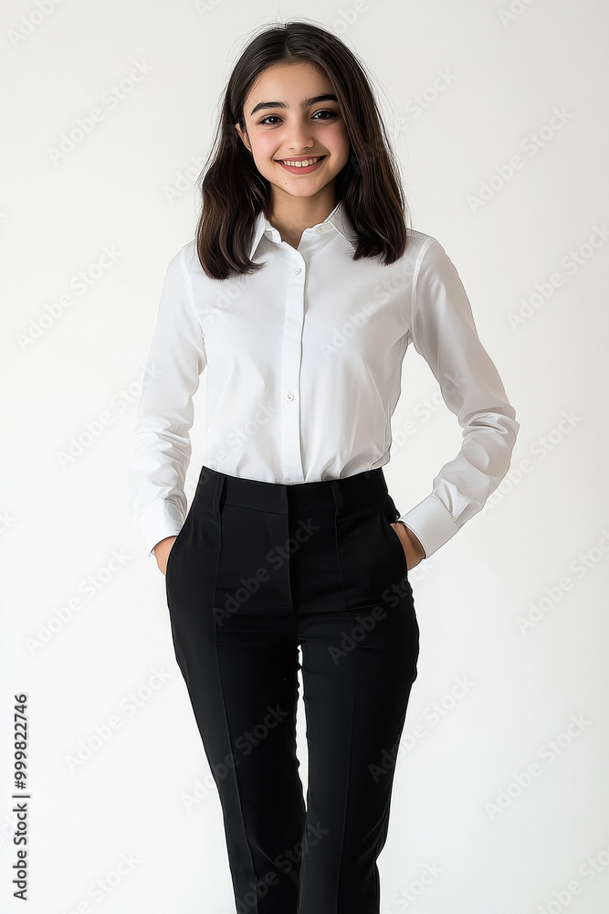 young indian woman wearing whit shirt with long sleeves young indian woman wearing whit shirt with long sleeves