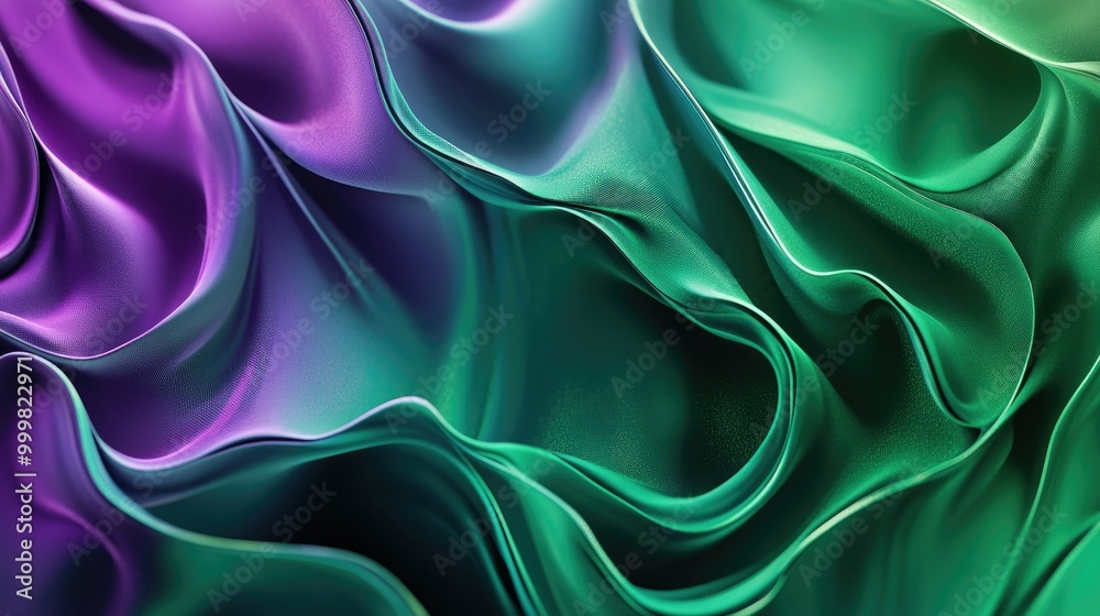 Obraz premium Abstract fluid waves in green and violet, symbolizing data science processes and the analytical power of Julia programming