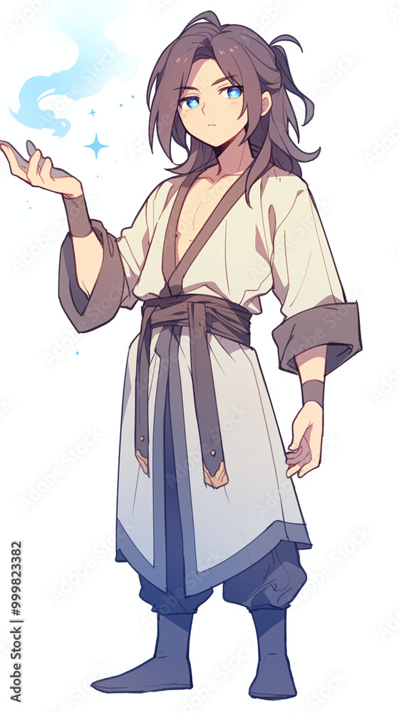 Anime Character with Magical Powers in White Robe Anime Character with Magical Powers in White Robe