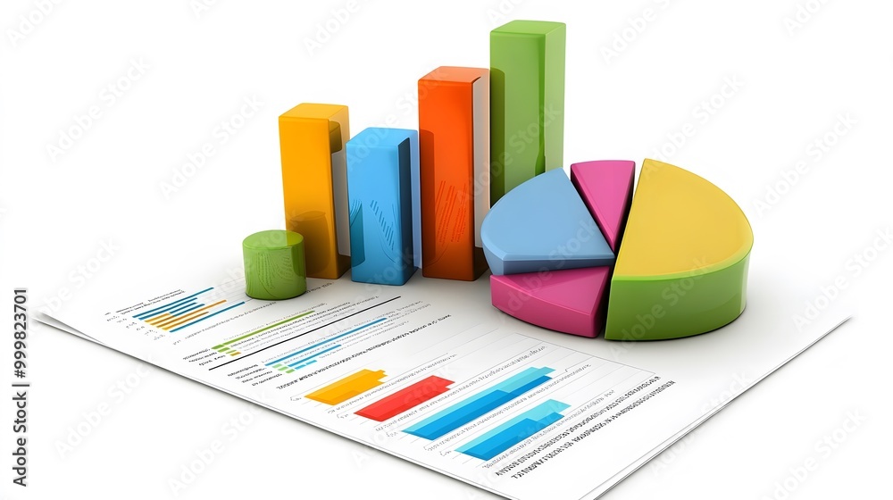 bar graph, pie chart and report paper isolated on white. bar graph, pie chart and report paper isolated on white.