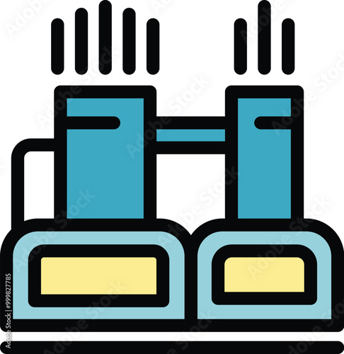 This icon represents a geothermal power plant converting heat from the earth into electricity, highlighting renewable energy sources