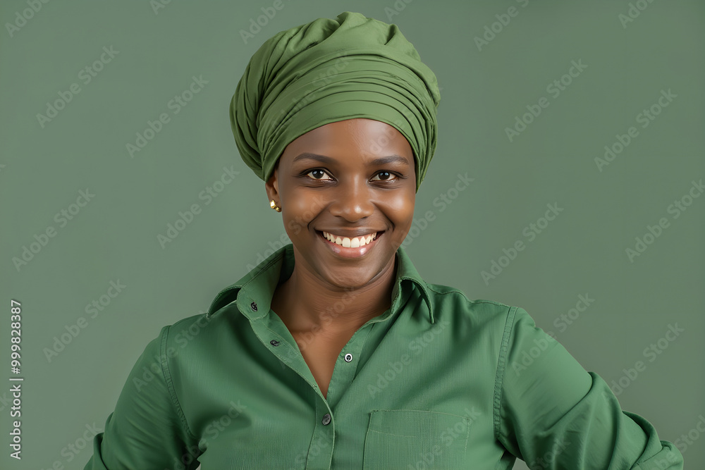 portrait of a black woman in a green dress portrait of a black woman in a green dress