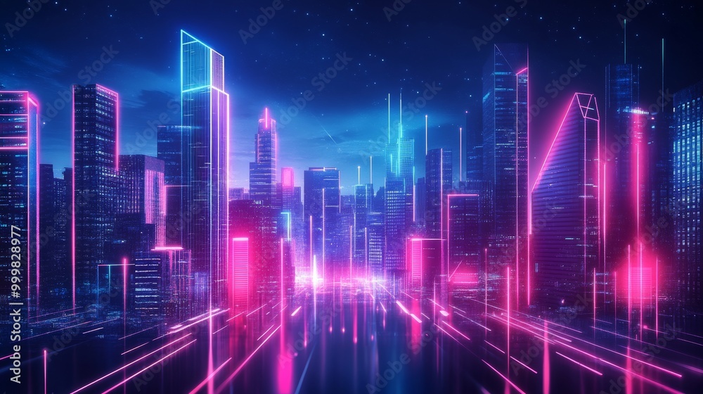 Neon Cityscape at Night with Futuristic Vibes Neon Cityscape at Night with Futuristic Vibes