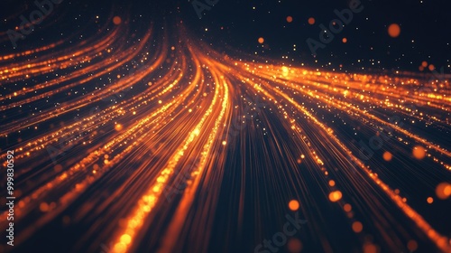 Digital speed lines radiating across a dark field, visualizing high-speed data transmission.