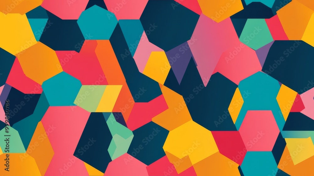 Colorful Geometric Shapes on Dark Background