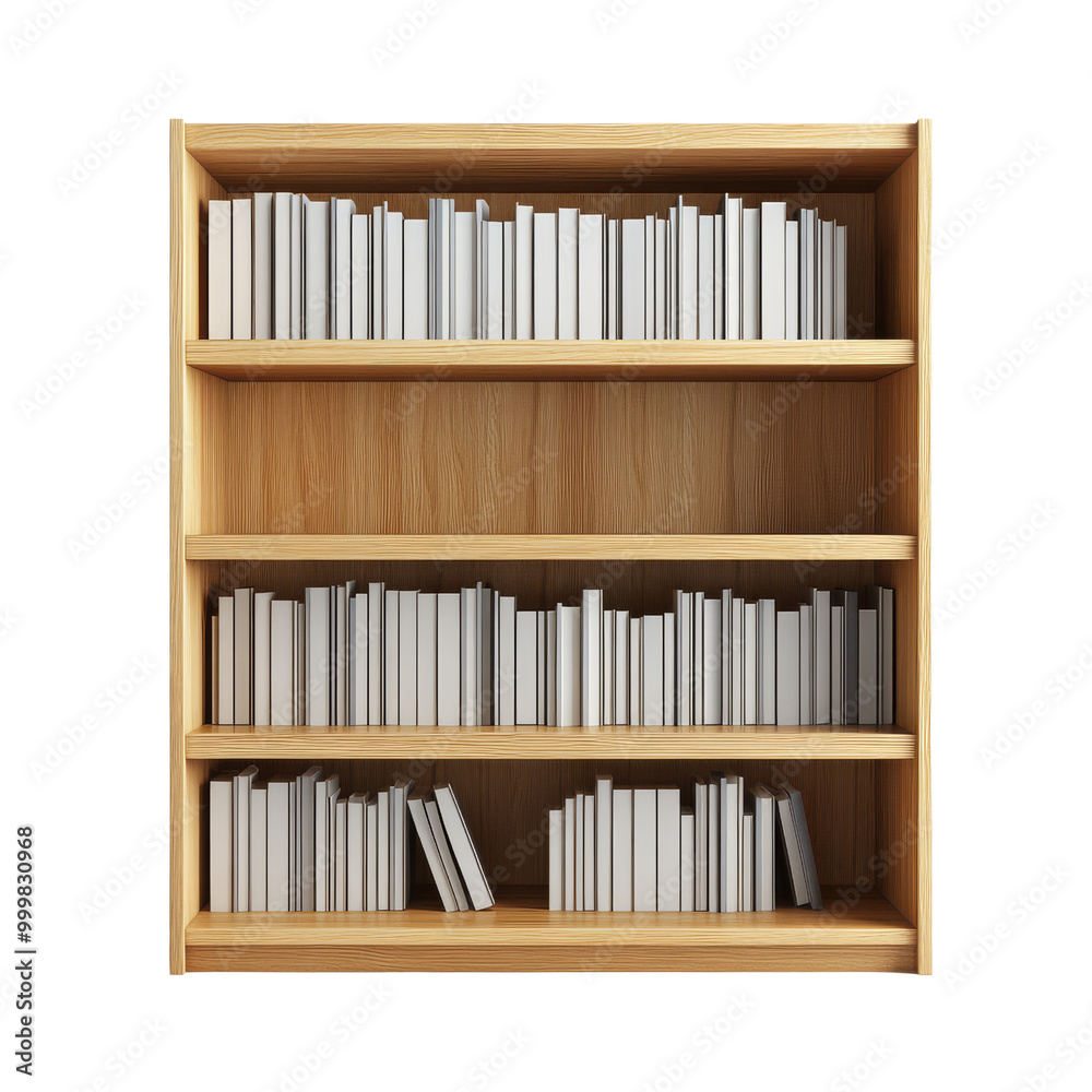 Bookshelf with White Books isolated on transparent background Bookshelf with White Books isolated on transparent background