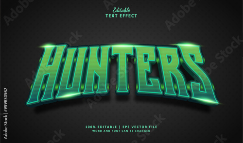 Hunter Editable Text Effect Style 3d Neon Esport