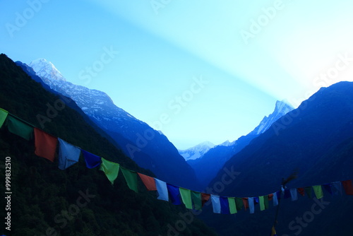 panorama of the mountains in the himalayas