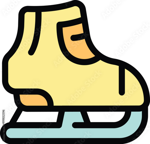 Yellow ice skate, ready for gliding and figure skating on the ice rink