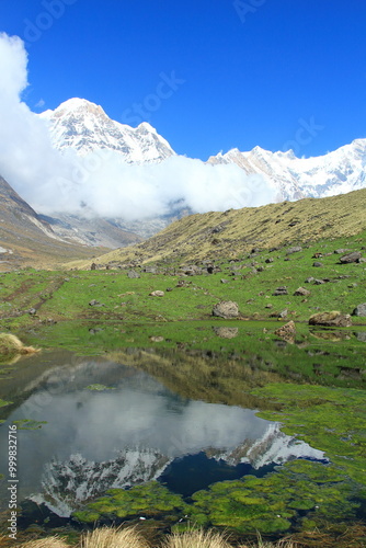 landscape with lake and mountains