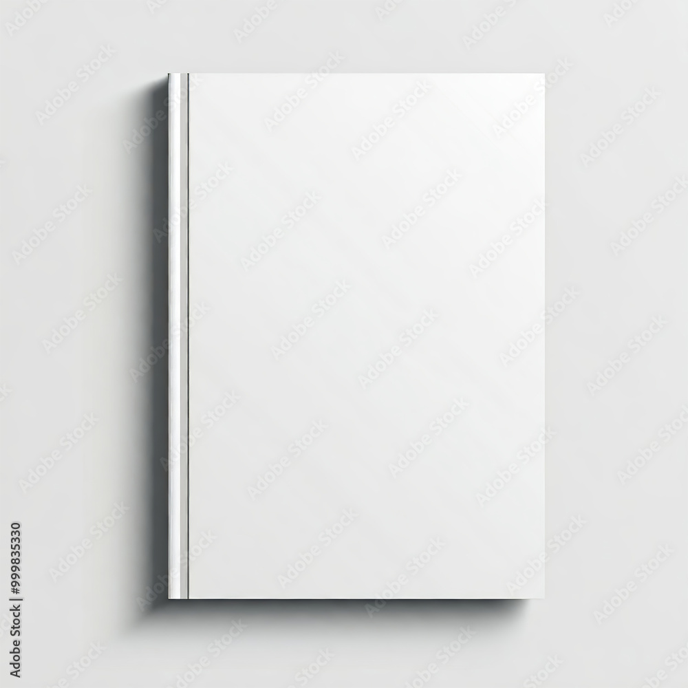 Clean and minimalist white book cover mockup with white gray background Clean and minimalist white book cover mockup with white gray background