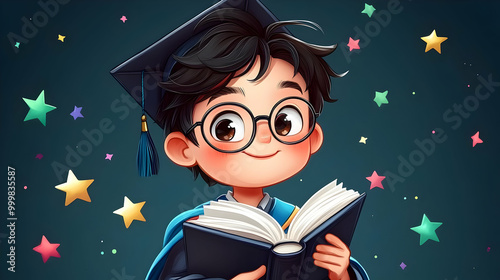 Graduate Reading a Book wit...