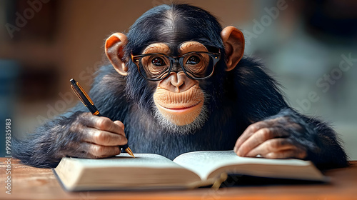 Chimpanzee Wearing Glasses ...