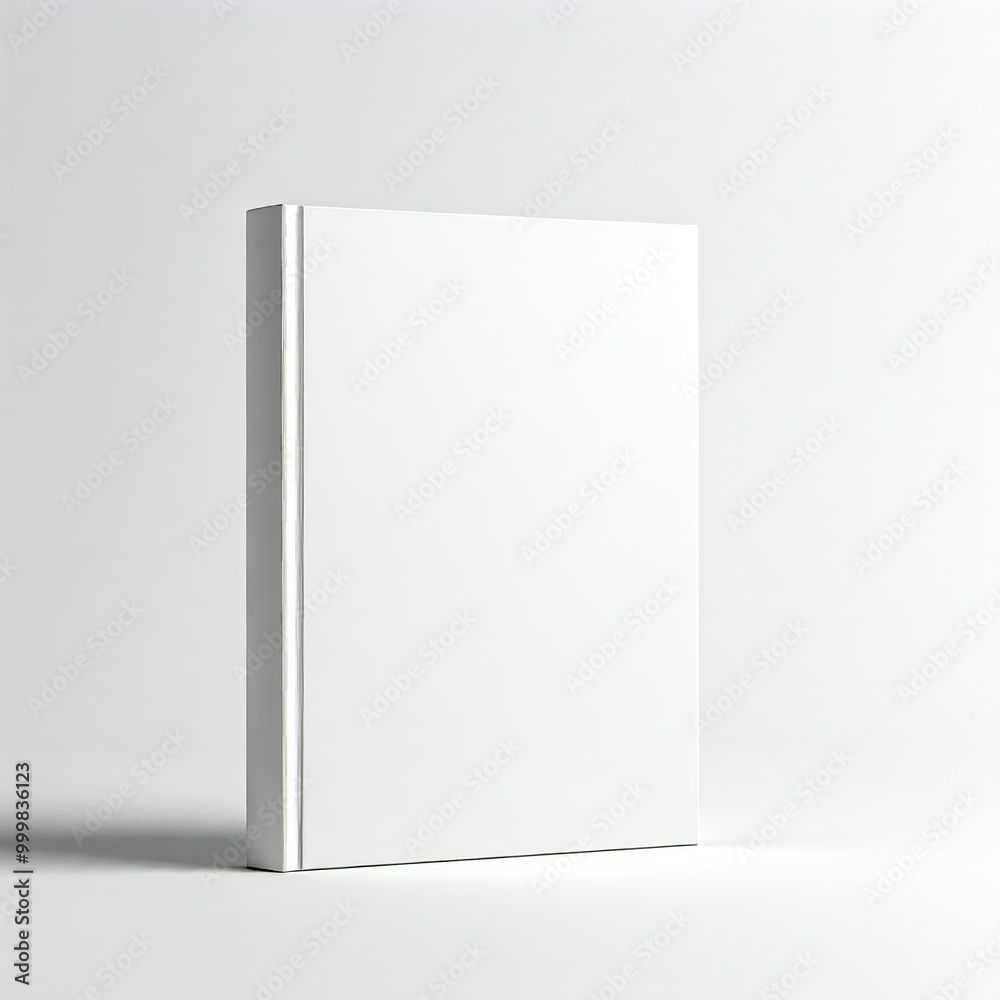 Clean and minimalist white book cover mockup with white gray background Clean and minimalist white book cover mockup with white gray background