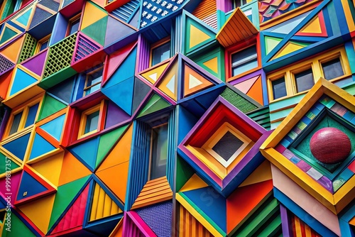 Abstract geometric patterns showcasing modernism in vibrant colors and shapes for artistic designs photo