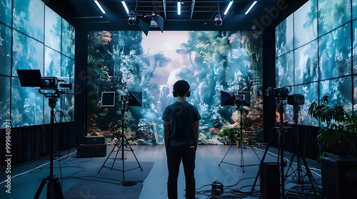 Volumetric video capture studio, next-gen content creation: A futuristic studio captures volumetric video, allowing creators to produce immersive, 3D content for the next generation of entertainment 