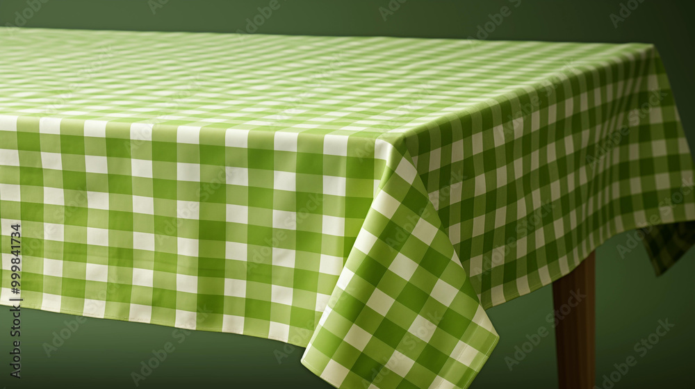 Green checkered tablecloth. Green checkered tablecloth.