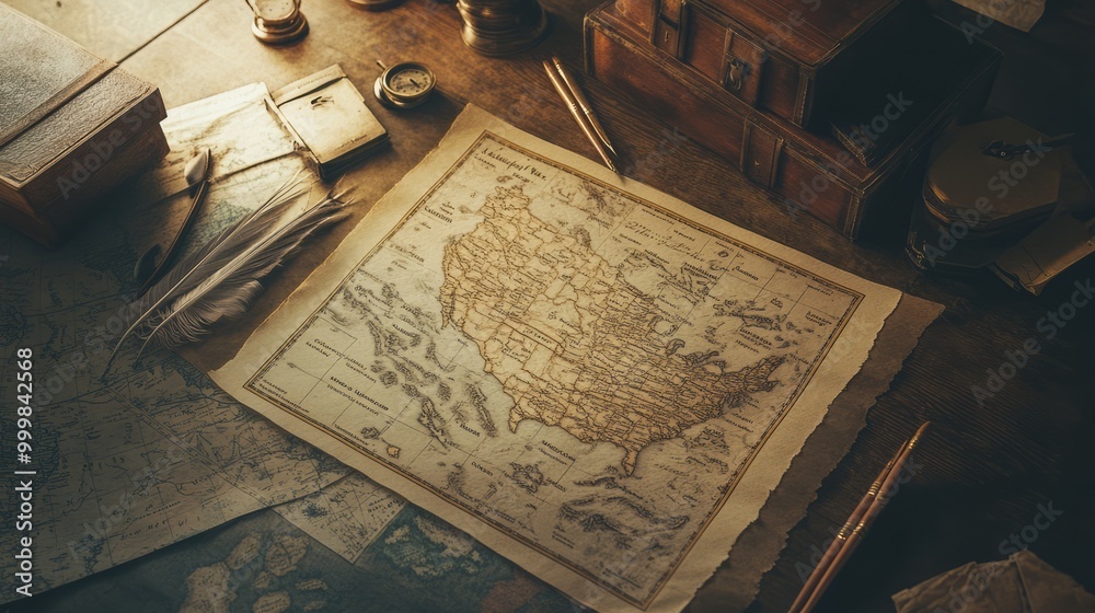 Fototapeta premium Vintage Map of the United States