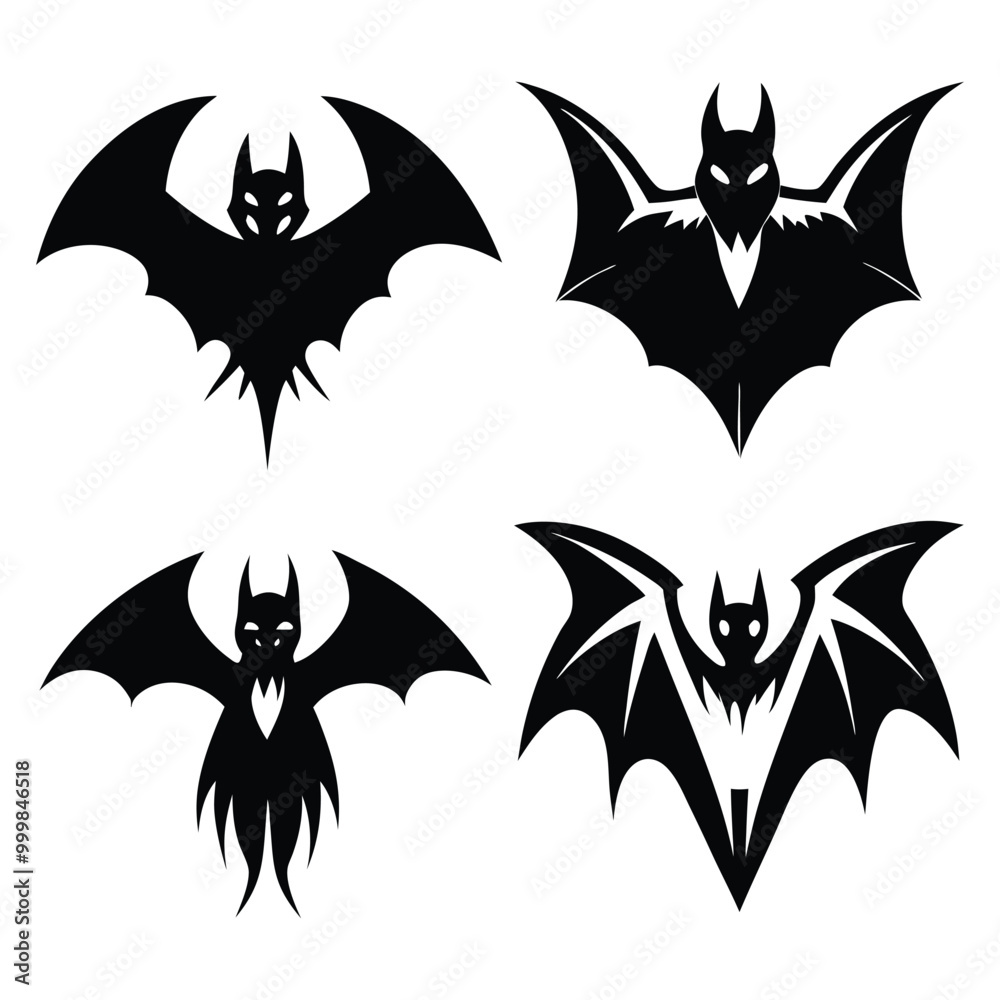 Collection Of Bats Silhouettes Vector Illustration
Collection Of Bats Silhouettes Vector Illustration