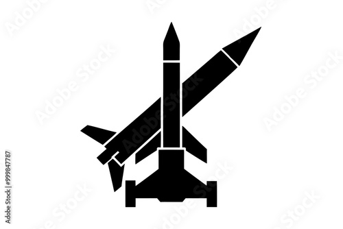 A modern war patriot missile system surface  icon silhouette vector on white background.