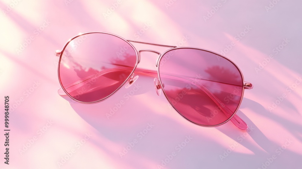 Pink Sunglasses on a Soft Background Pink Sunglasses on a Soft Background