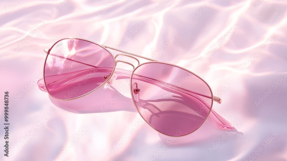 Pink Sunglasses on Soft Surface Pink Sunglasses on Soft Surface