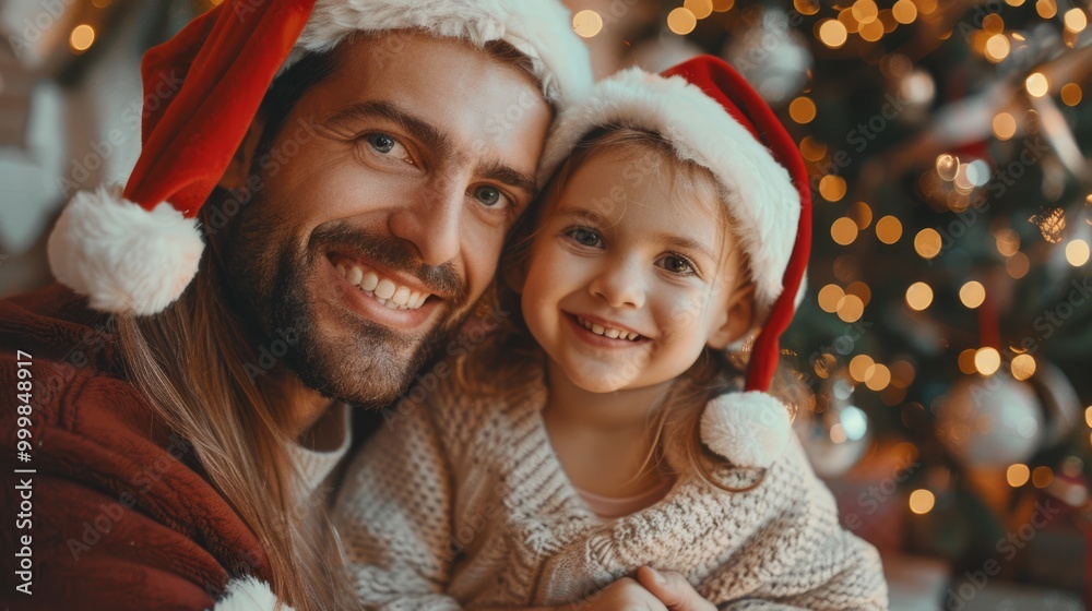 A happy warm family, father mother, and kids have a Christmas and new year eve celebration party at home. A happy warm family, father mother, and kids have a Christmas and new year eve celebration party at home.