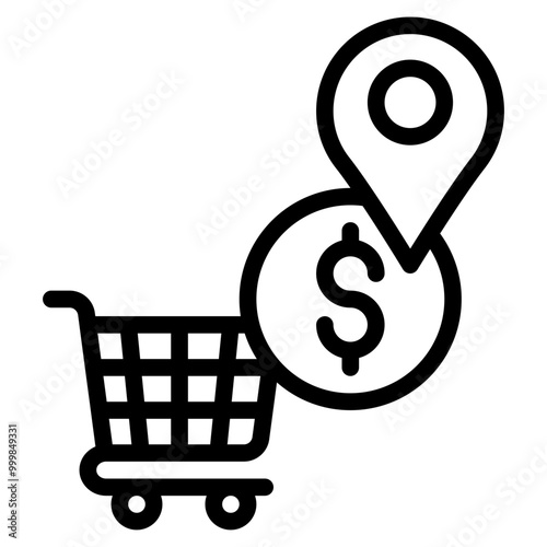 shopping expense outline icon and illustration
