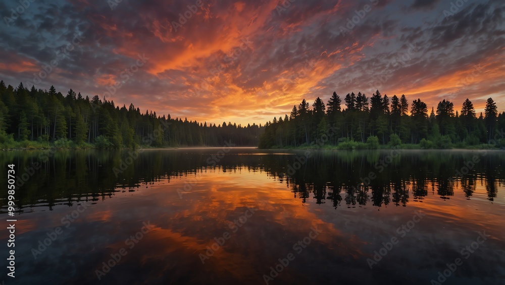 Fototapeta premium sunrise over the lake