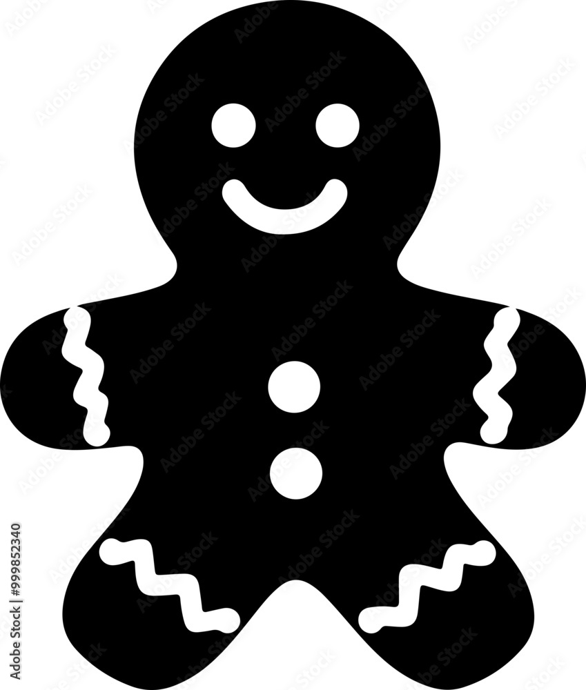 Black Silhouette of a Gingerbread Man Icon Black Silhouette of a Gingerbread Man Icon